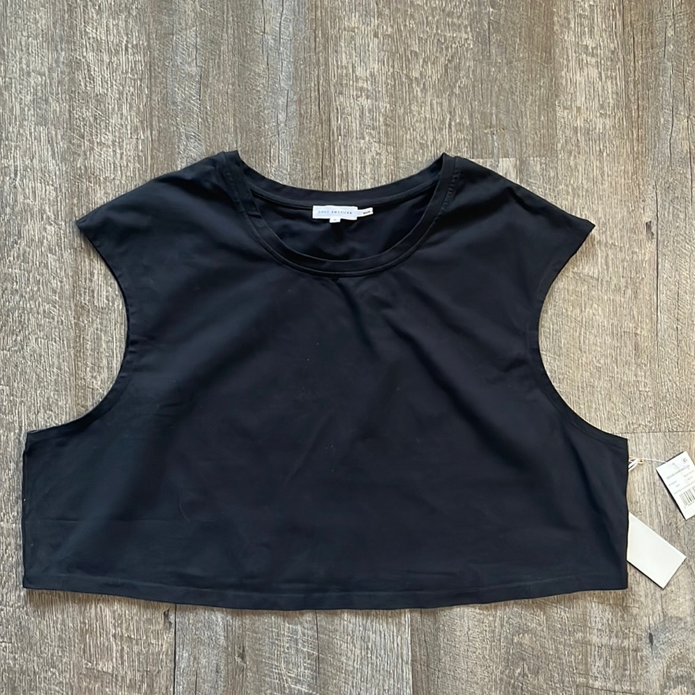 Good American Cropped Over Shoulder Tee